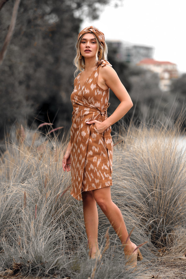 Rita Dress - Amy Print (Brown)