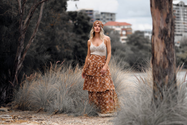 Devi Skirt - Amy Print (Brown)