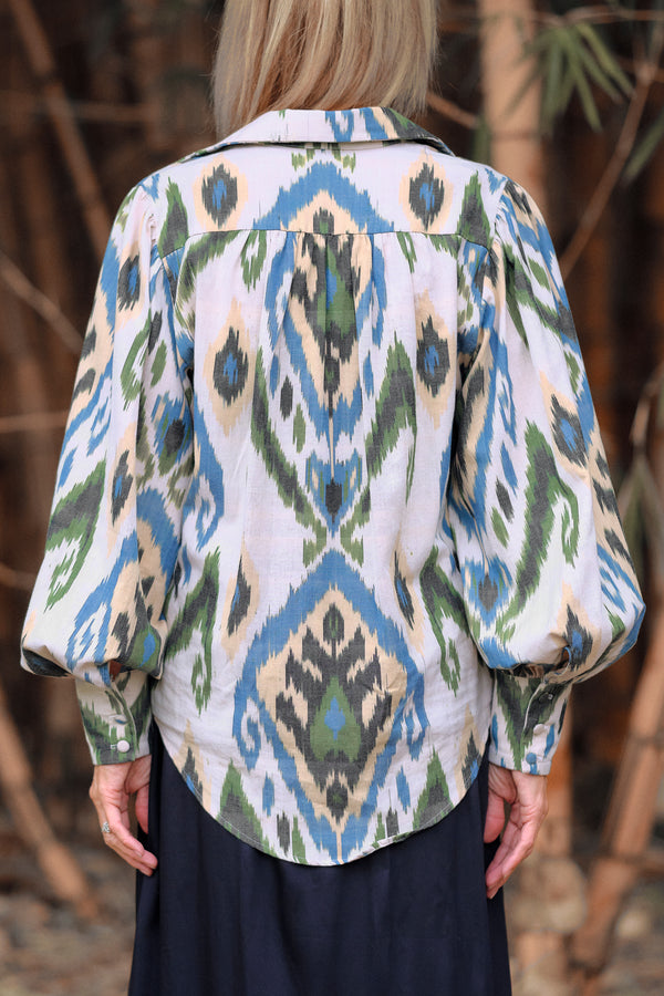 Rumi Button Up Shirt - Peacock (Organic Cotton)