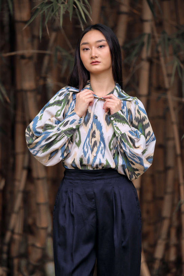 Rumi Button Up Shirt - Peacock (Organic Cotton)