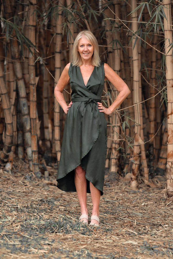 Soma Midi Wrap Dress - Forest Green (Tencel) CHAMANI Soma Midi Wrap Dress - Forest Green (Tencel) CHAMANI