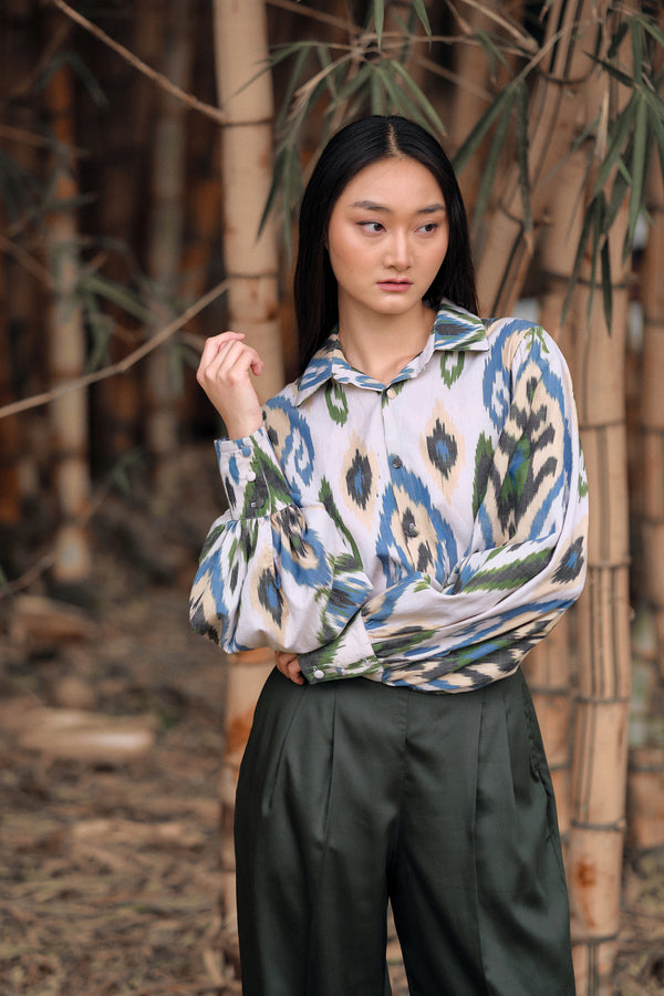 Rumi Button Up Shirt - Peacock (Organic Cotton)