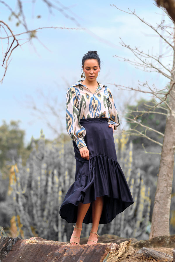 Asymmetric frill sales skirt