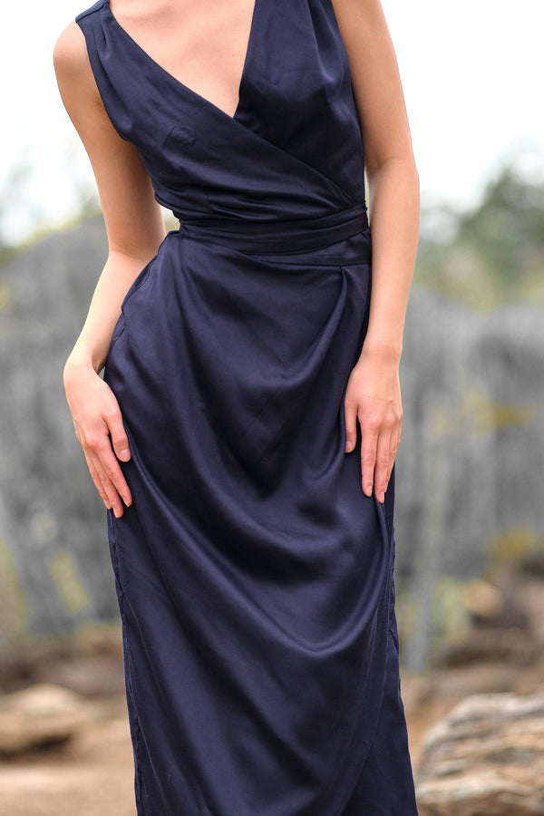Soma Wrap Dress - Midnight Blue (Tencel)